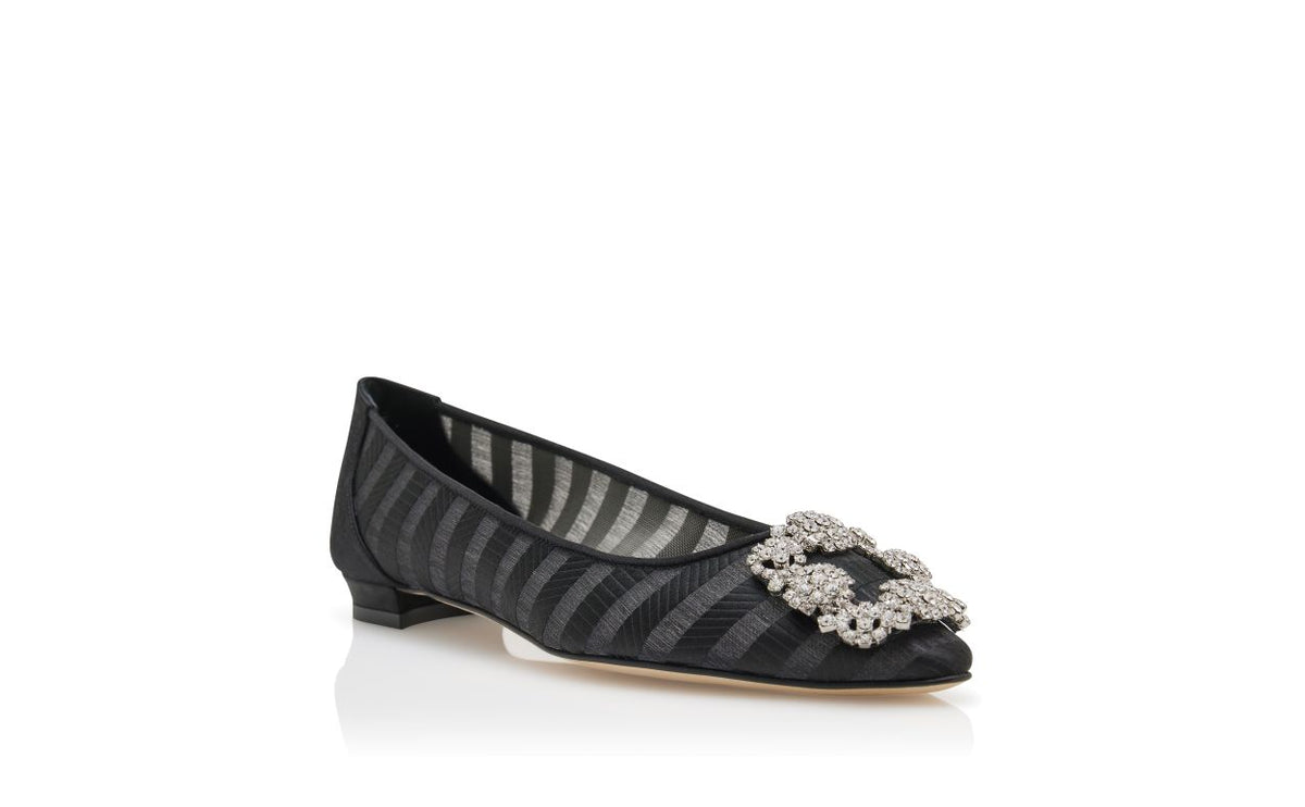 Vivienne Pearl Black Jewel Buckle Pumps – top view showing black jewel buckle, crystal buckle, almond toe, Vowalisse