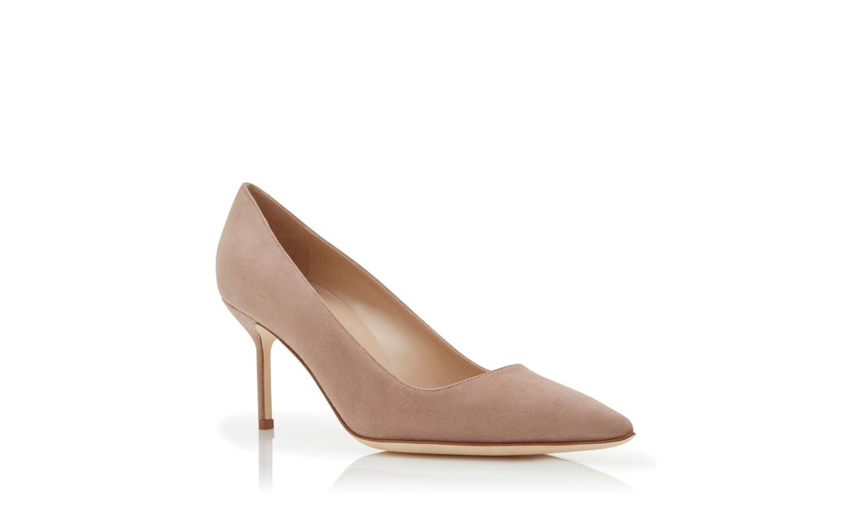 Amelie Dawn Neutral Pointed Toe Pumps – top view showing neutral pointed toe, suede, Vowalisse