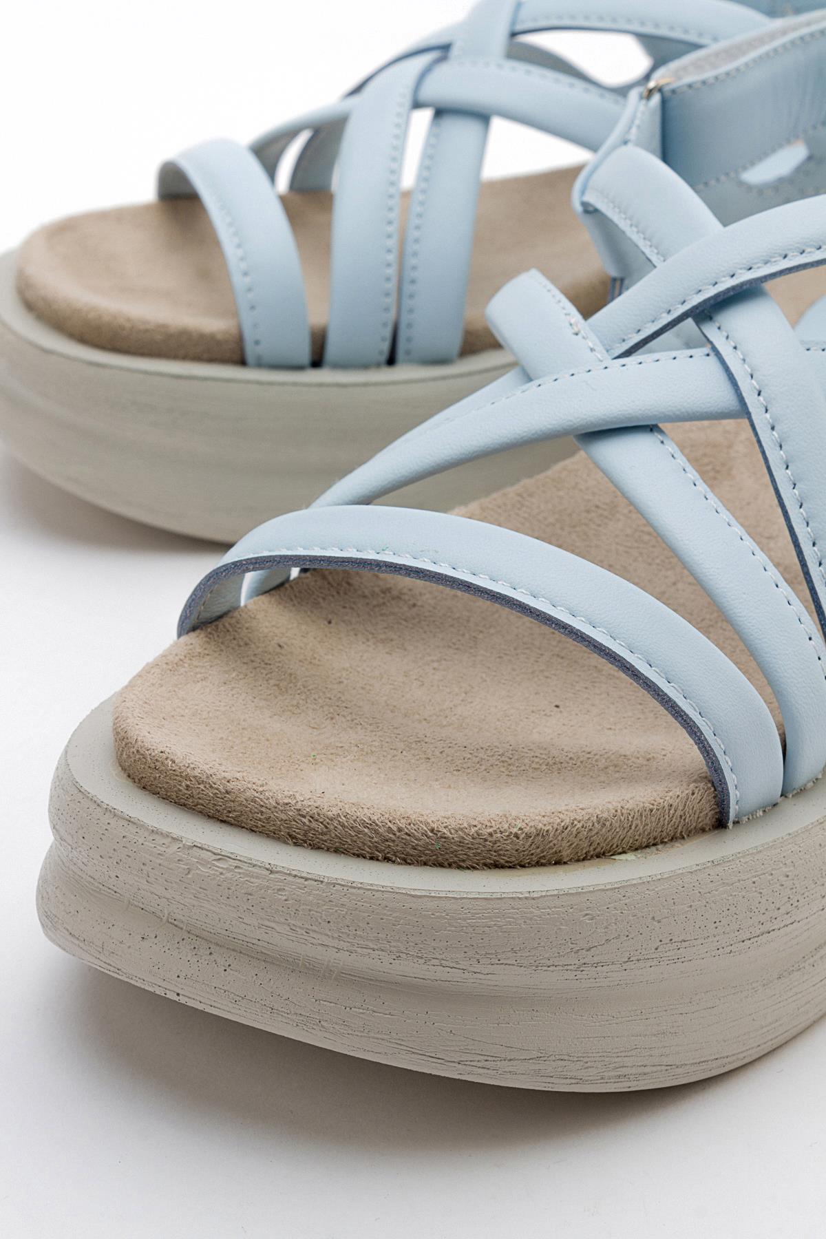 Senza - Baby Blue Genuine Leather Sandal – back view showing leather, blue, Vowalisse
