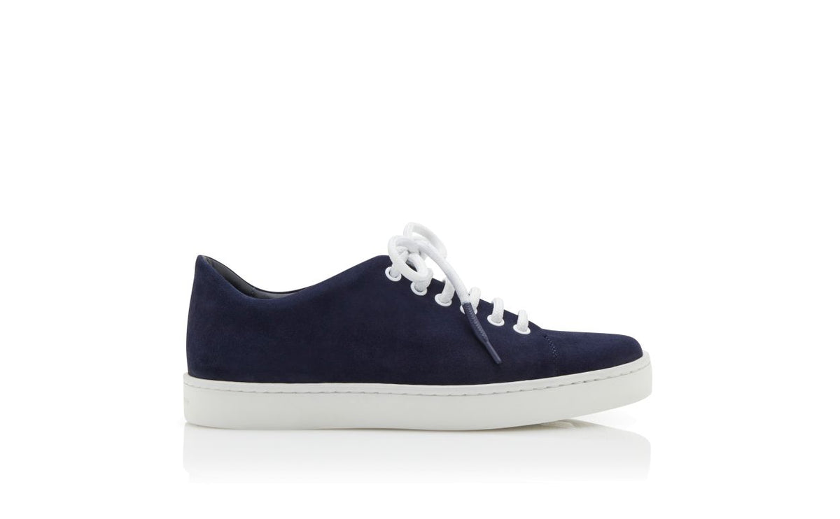 Valentina Halo Blue Round Toe Sneakers – side profile showing blue round toe, suede, lace, Vowalisse