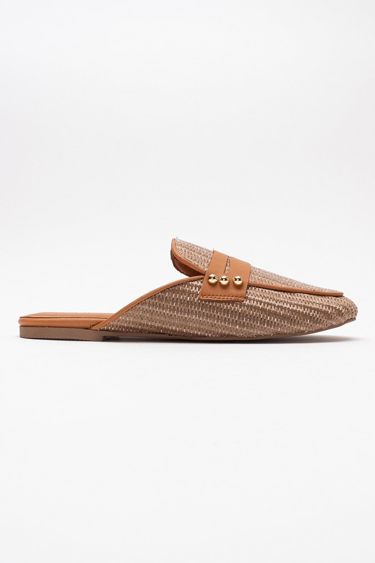 Patrizia - Brown Leather Mule – top view showing leather, Vowalisse