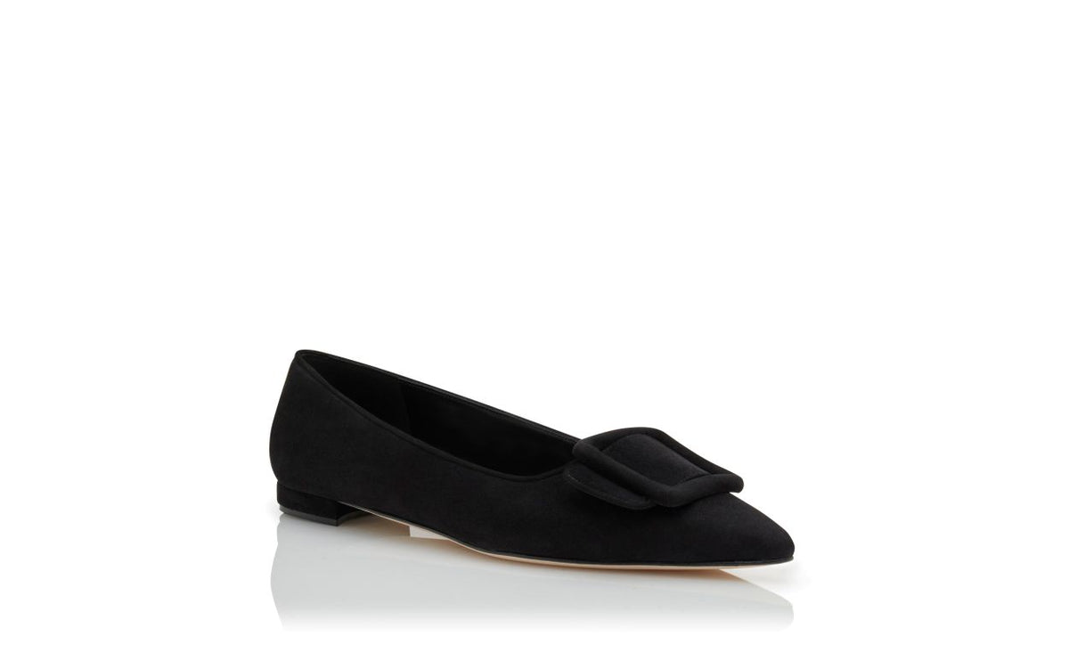 Adriana Crown Black Pointed Toe Pumps – top view showing black pointed toe, suede, Vowalisse