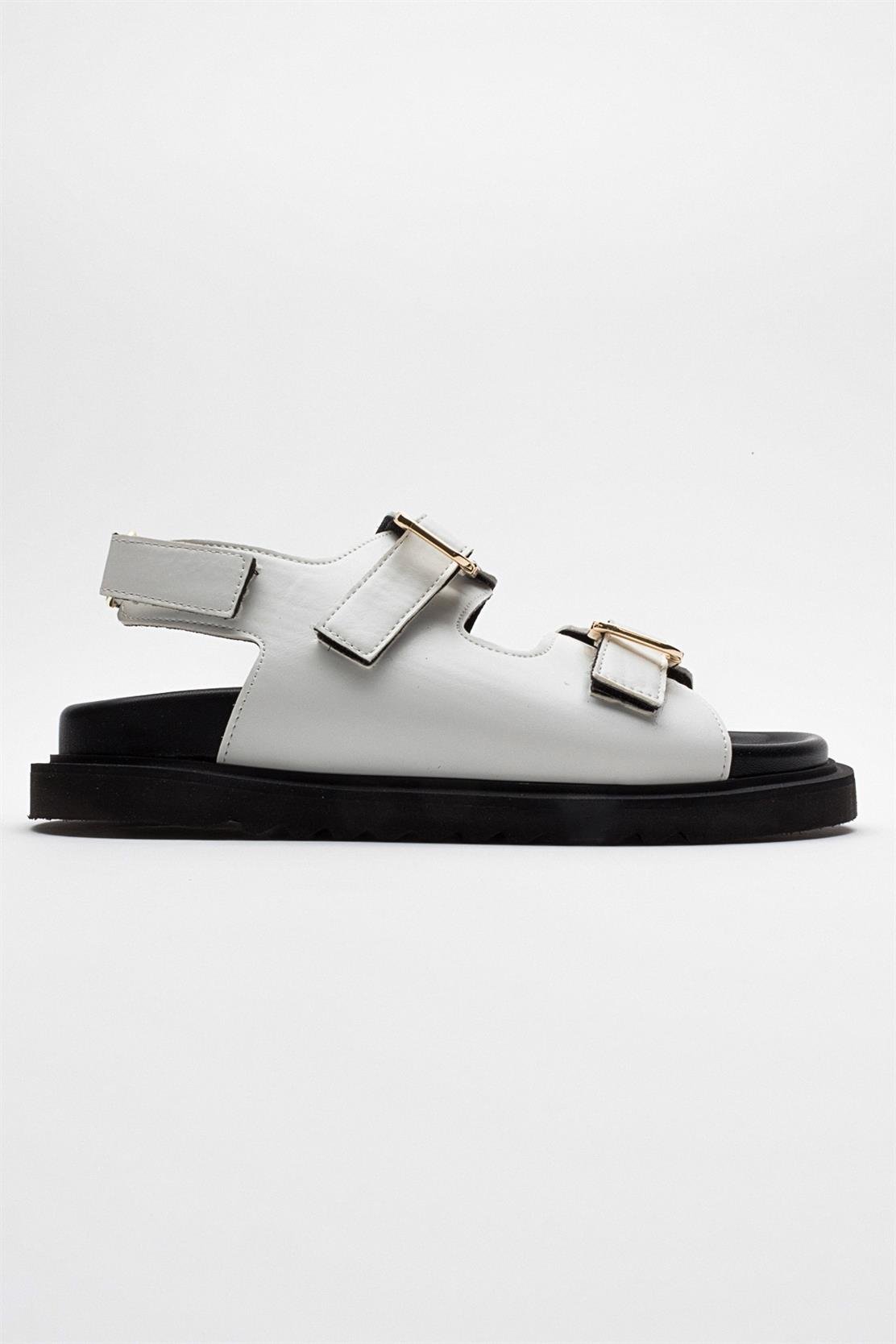 Hermosa - White Sandal – top view showing leather, white, Vowalisse