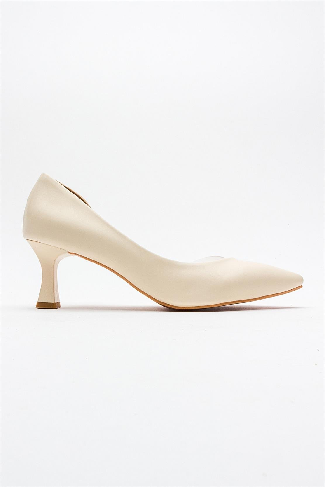 Vera Cream Glitter Pointed Toe Pump – top view showing leather, glitter, Vowalisse