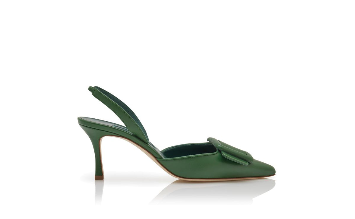 Colette Muse Green Slingback Slingbacks – side profile showing green slingback, pointed toe, nappa leather, Vowalisse