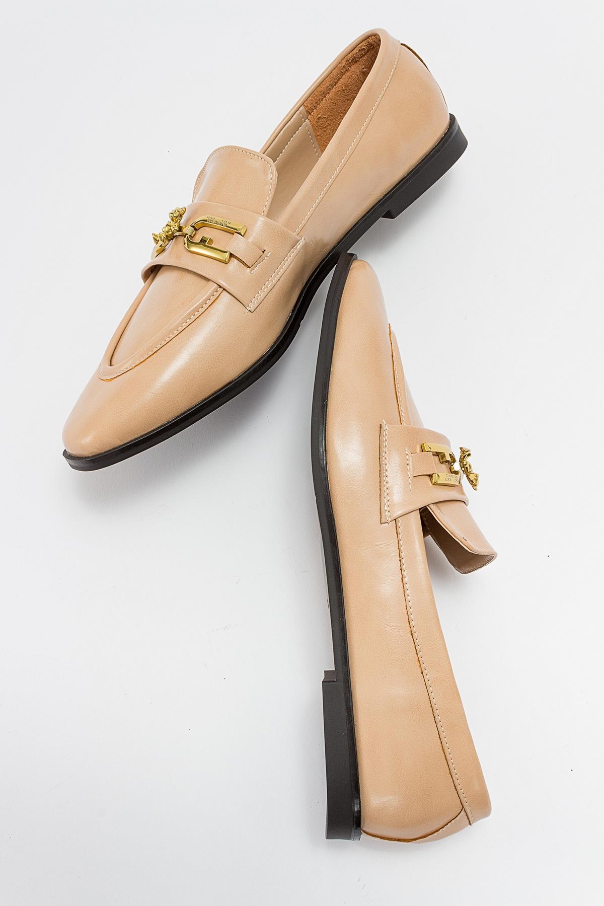 Lour - Beige Loafer – side view showing leather, Vowalisse