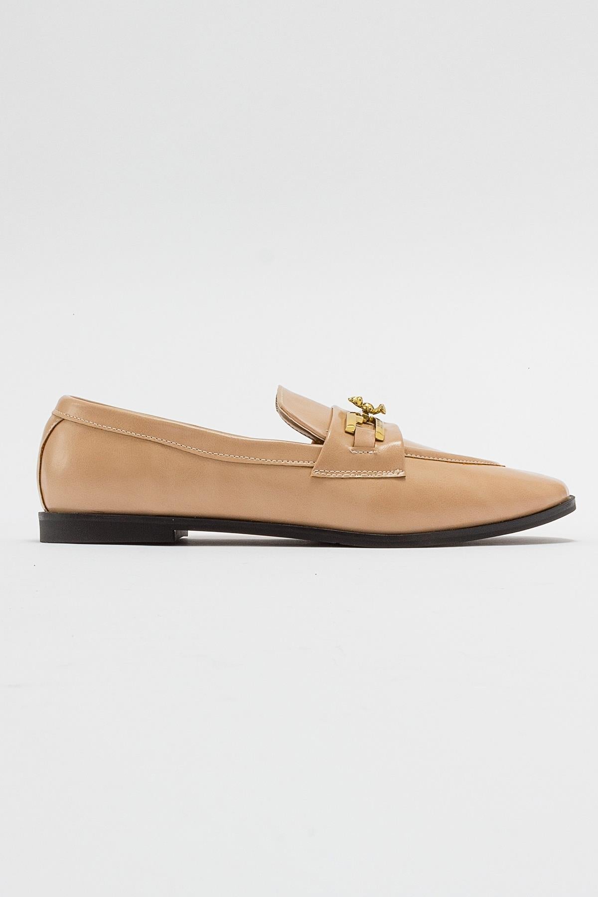 Lour - Beige Loafer – top view showing leather, Vowalisse