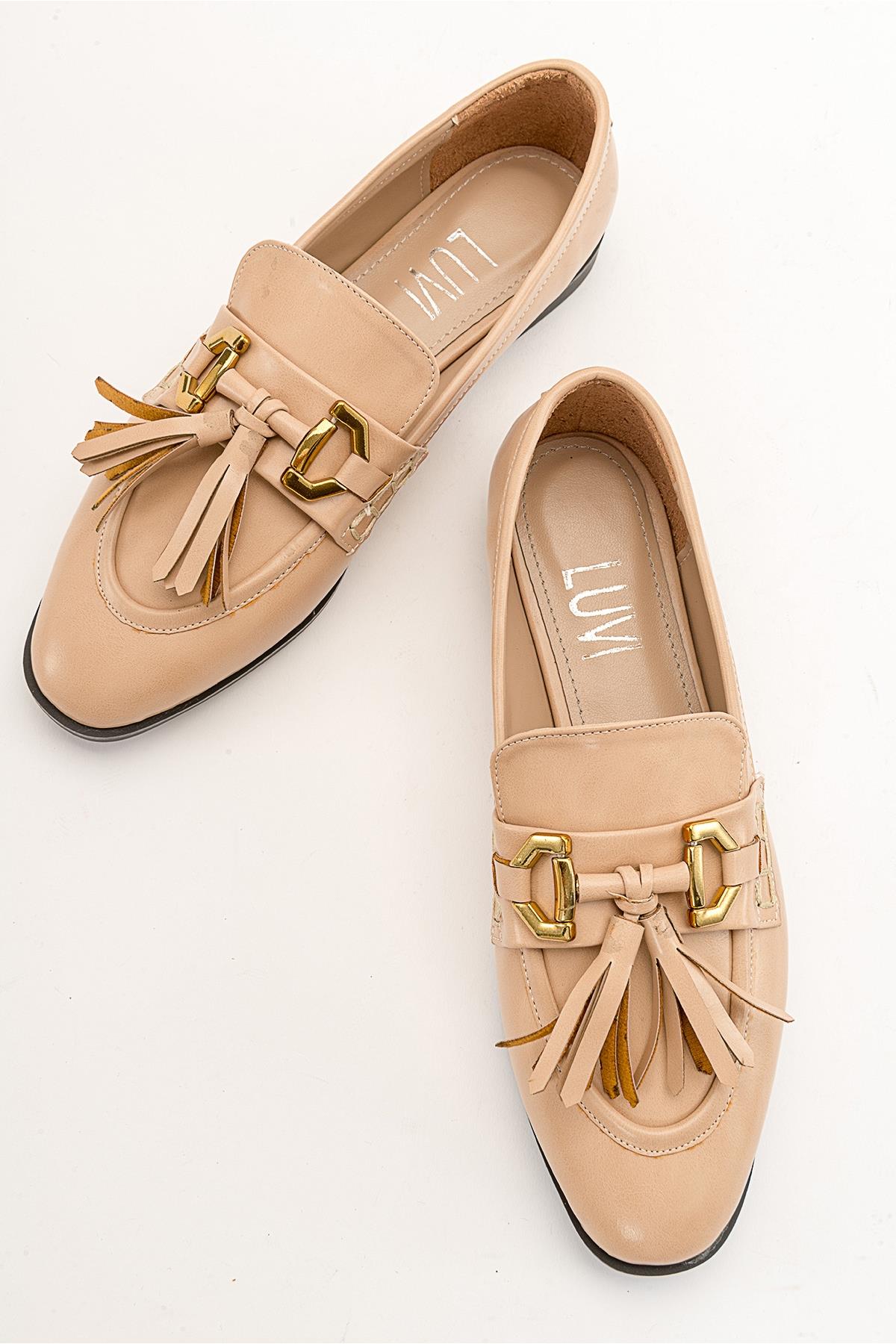 Cox - Beige Loafer – heel view showing leather, Vowalisse