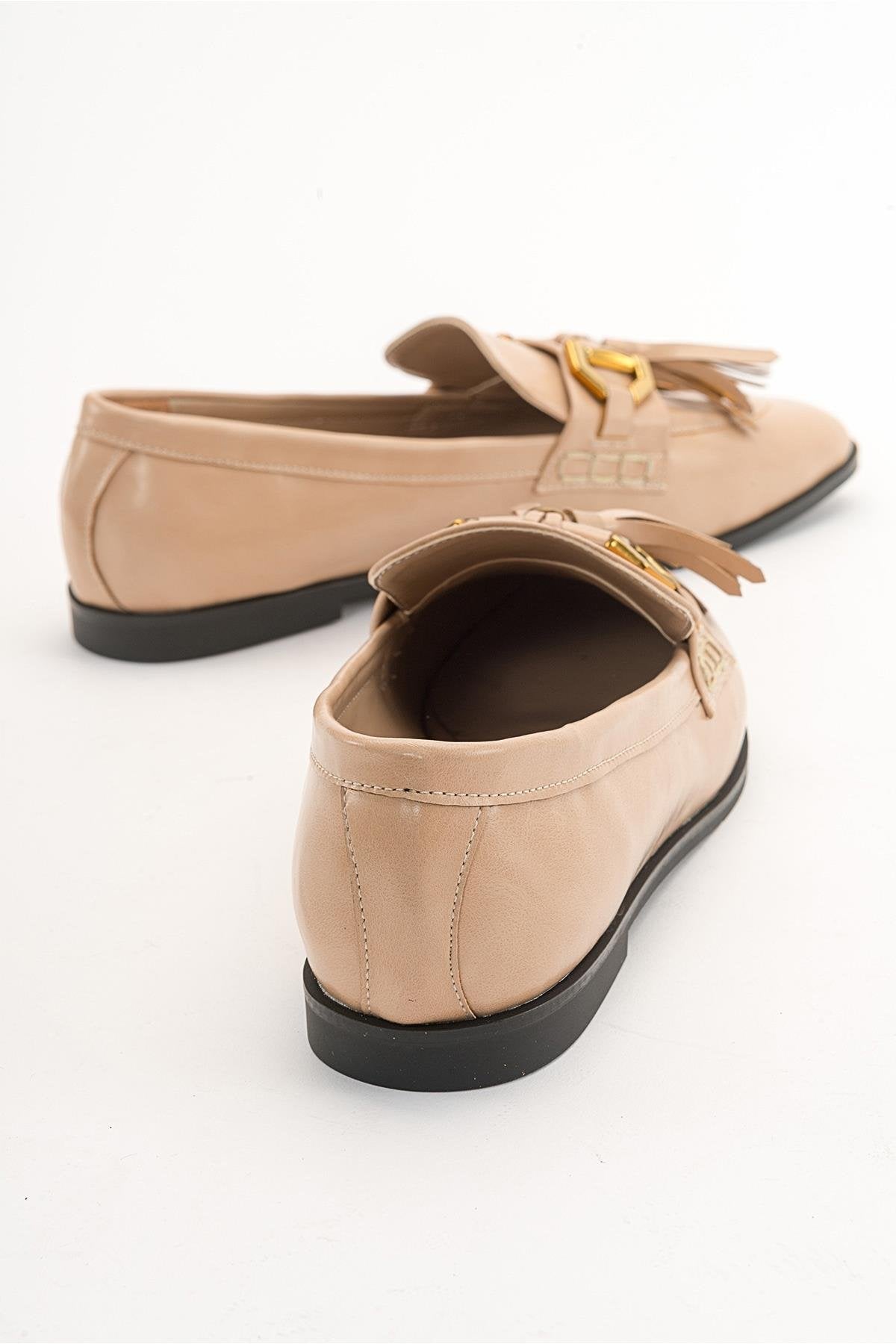 Cox - Beige Loafer – back view showing leather, Vowalisse