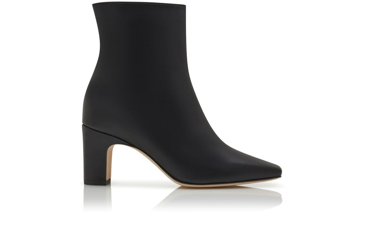 Seraphina Jewel Black Pointed Toe Ankle Boots – side profile showing black pointed toe, Vowalisse