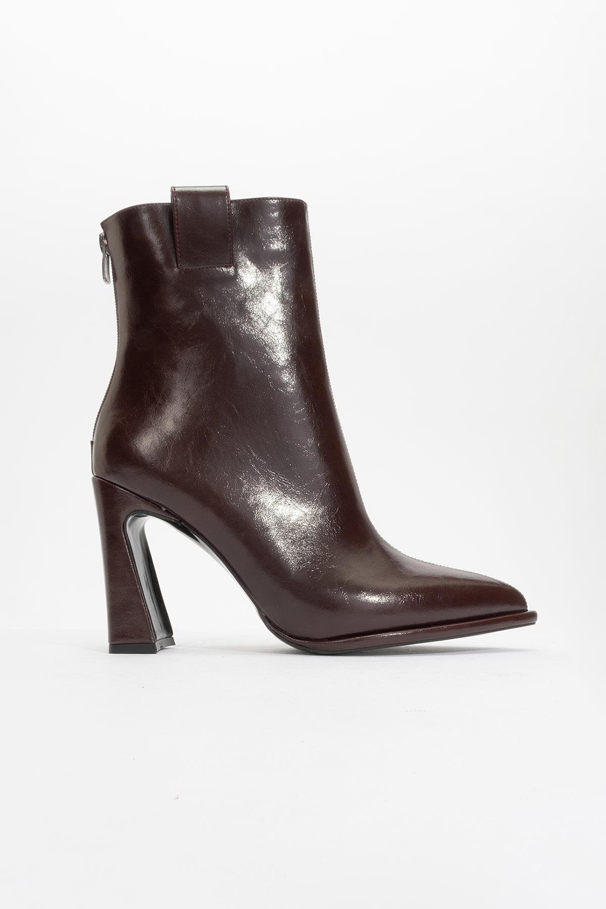 Aja - Burgundy Block Heel Convertible Knee-High Boot – top view showing leather, Vowalisse
