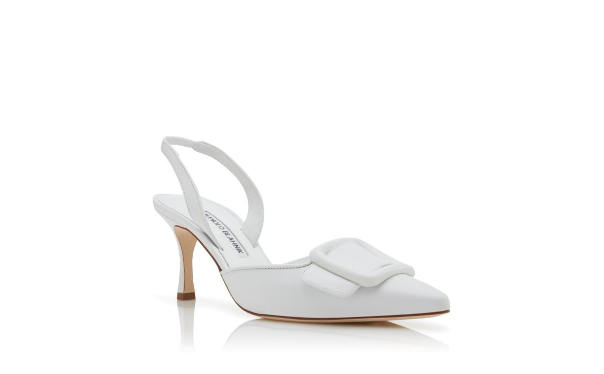 Delphine Crown White Slingback Slingbacks – top view showing white slingback, pointed toe, nappa leather, Vowalisse