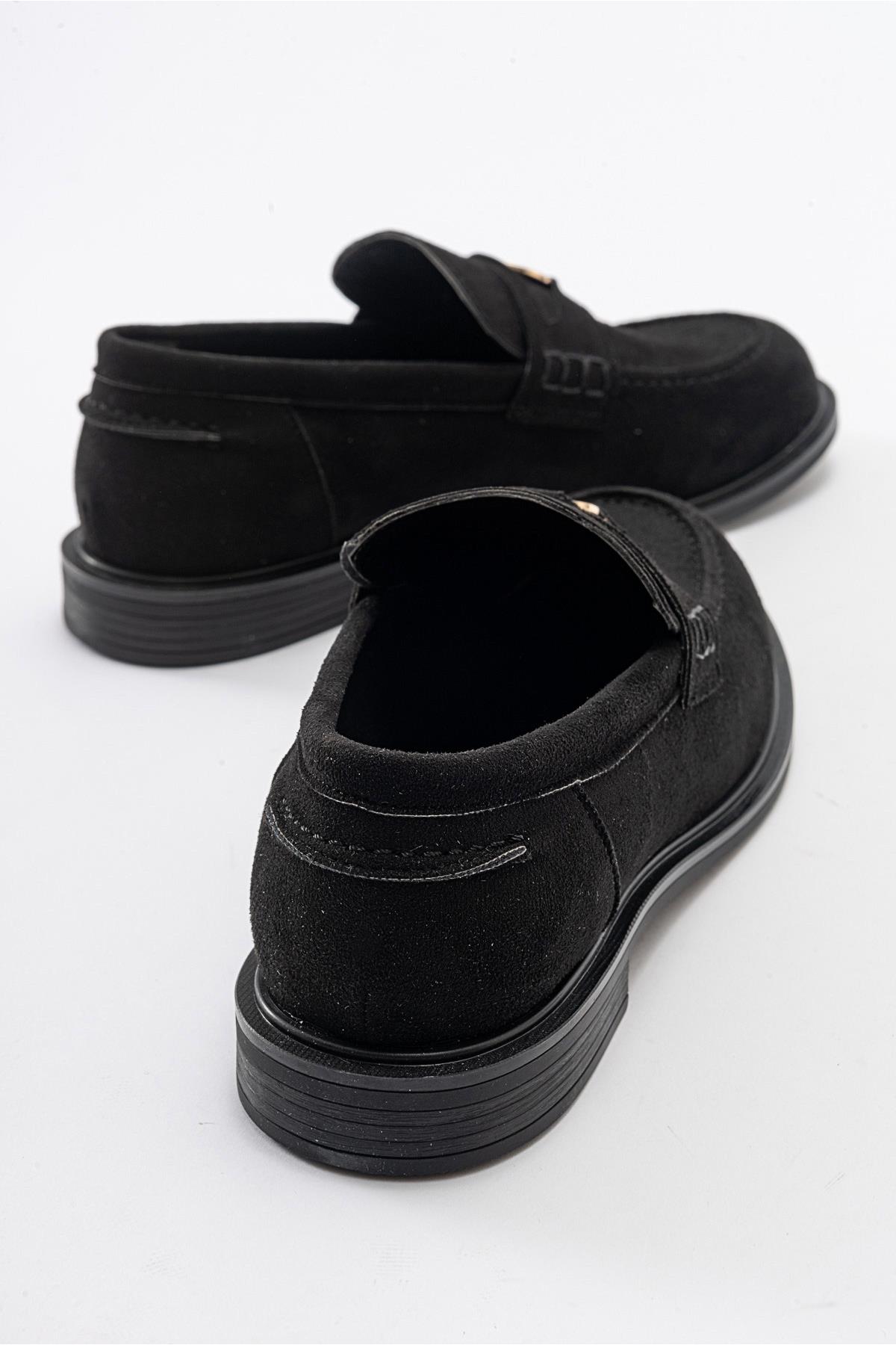 Bloss - Black Suede Loafer – back view showing leather, suede, black, Vowalisse