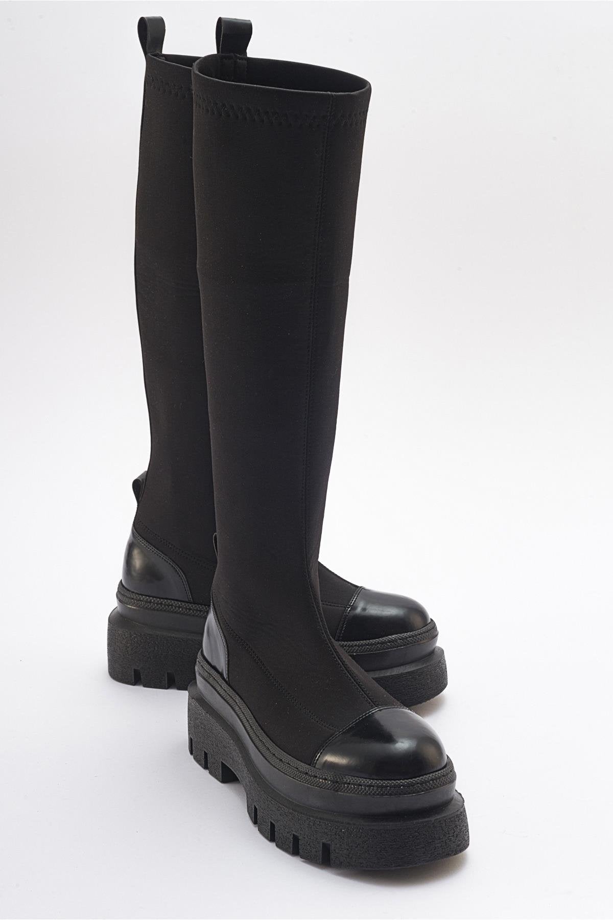 Celine - Black Scuba Thick-Sole Boot – front three-quarter view showing leather, black, Vowalisse