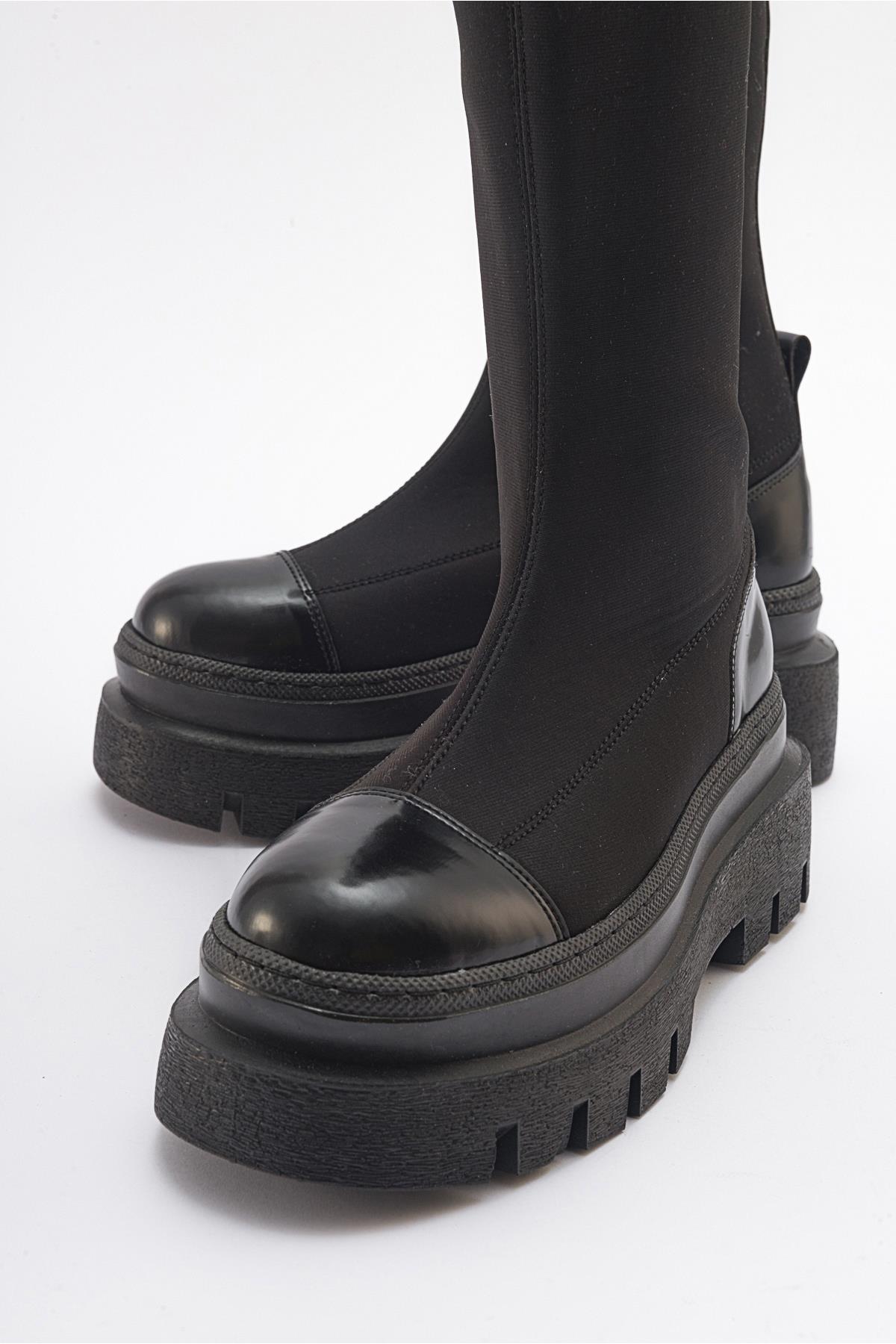 Celine - Black Scuba Thick-Sole Boot – back view showing leather, black, Vowalisse