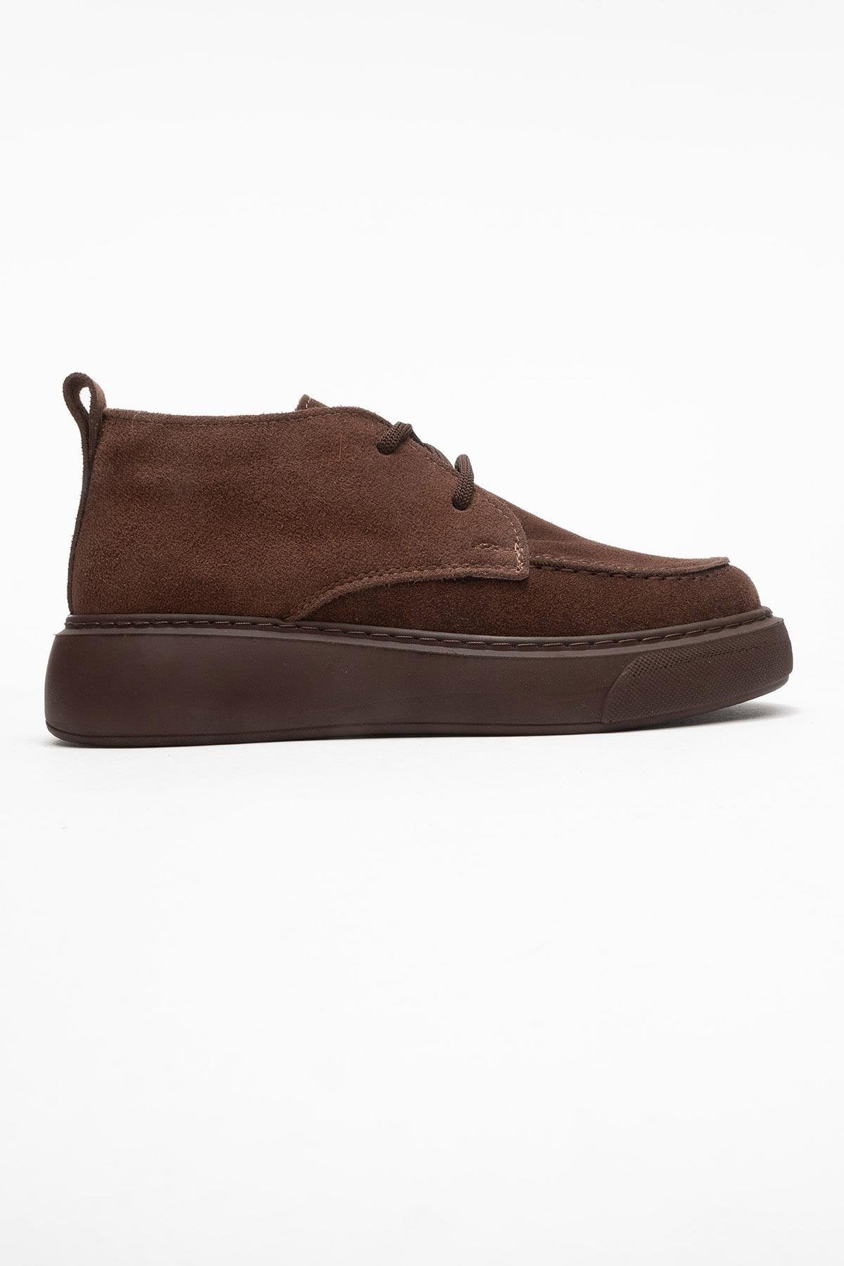 Lilya - Taupe Genuine Leather Chukka Boot – top view showing leather, Vowalisse