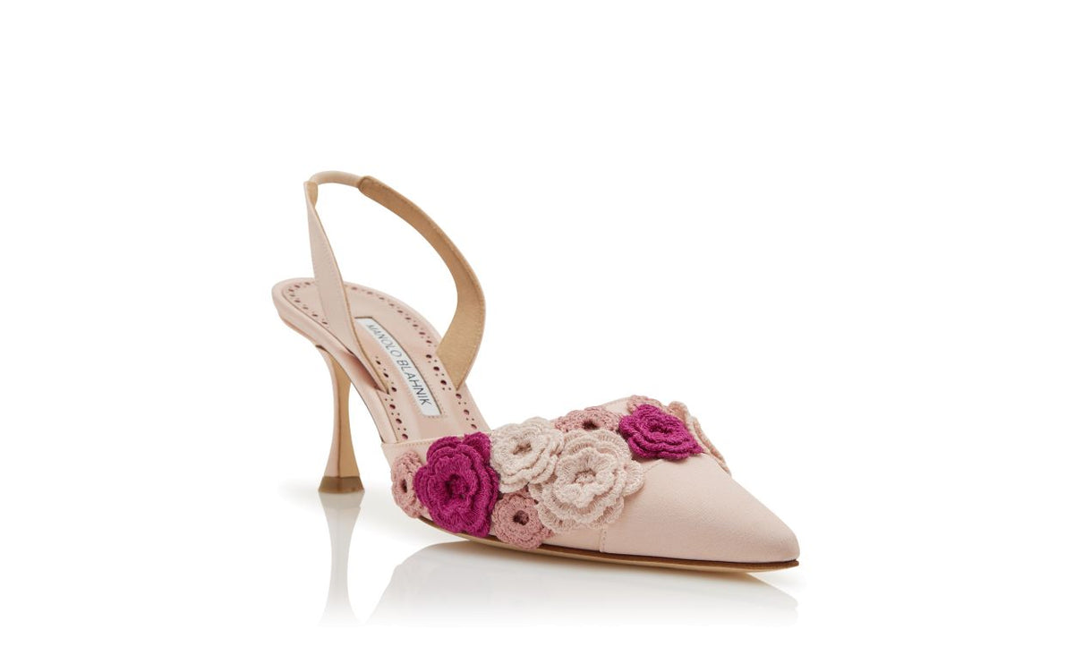 Violetta Lace Pink Slingback Slingbacks – top view showing pink slingback, pointed toe, Vowalisse