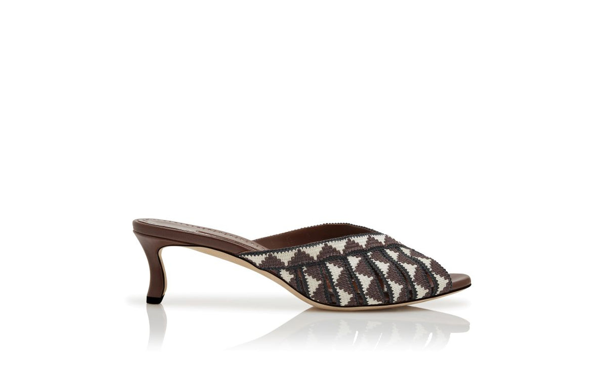Lucienne Jewel Brown Open Toe Mules – side profile showing brown open toe, Vowalisse