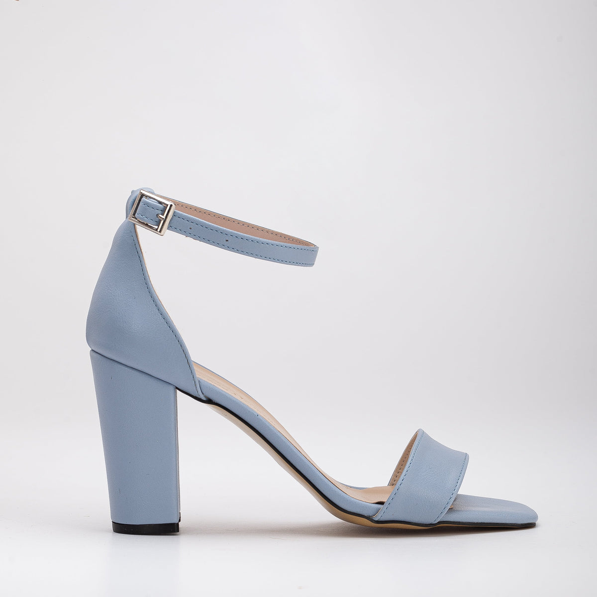 Melissa - Baby Blue Sandals with Pearls – top view showing pearl, leather, blue, Vowalisse
