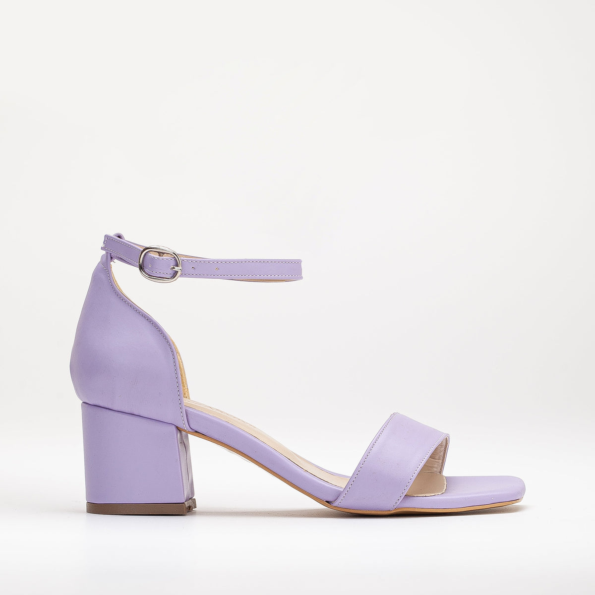 Hera - Lilac Sandals with Ribbon – top view showing leather, Vowalisse