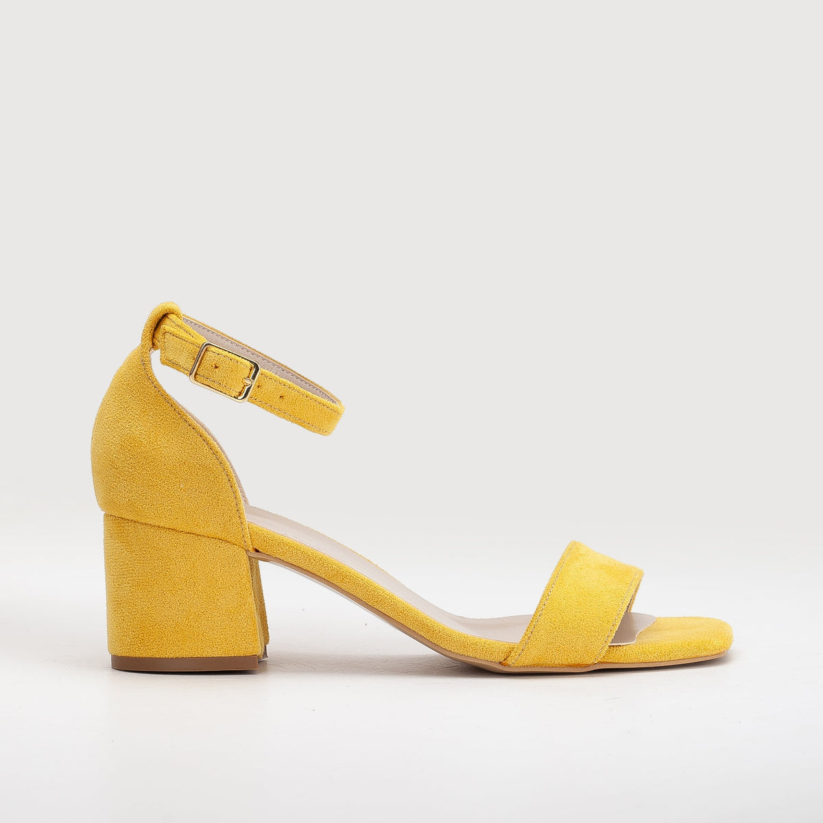 Iva - Yellow Suede Sandals – front three-quarter view showing leather, suede, Vowalisse