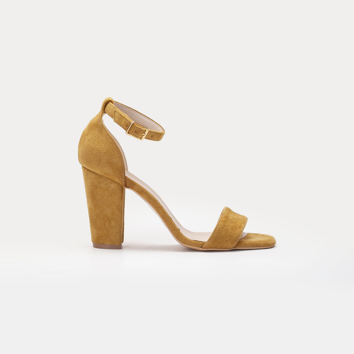 Melissa - Mustard Yellow Sandals with Pearls – top view showing pearl, leather, suede, Vowalisse