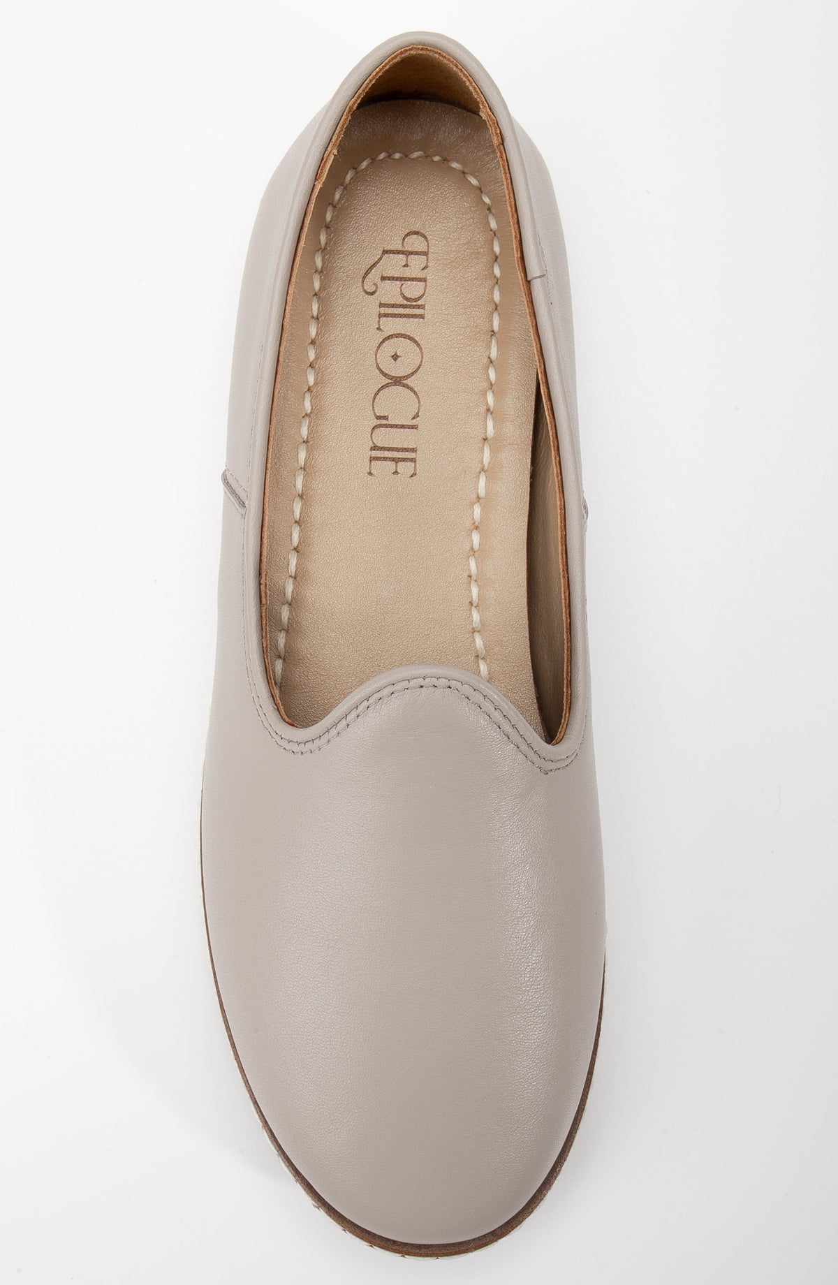 Dalya - Dark Beige Leather Slip On – back view showing leather, red, Vowalisse