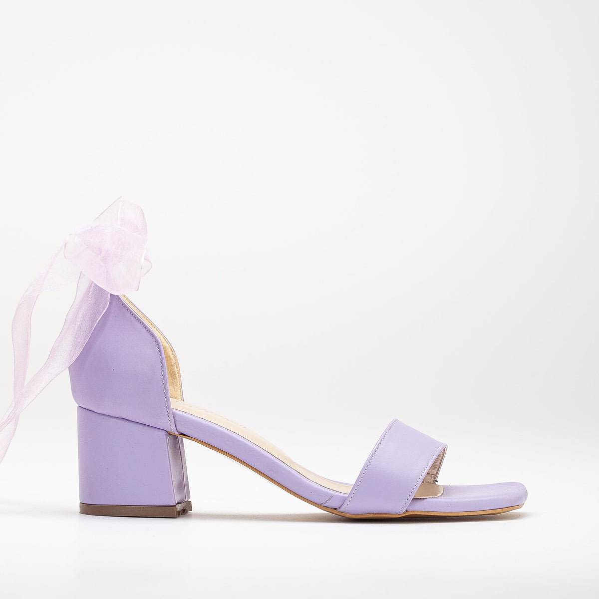 Athena - Lilac Sandals with Ribbon – front three-quarter view showing leather, Vowalisse