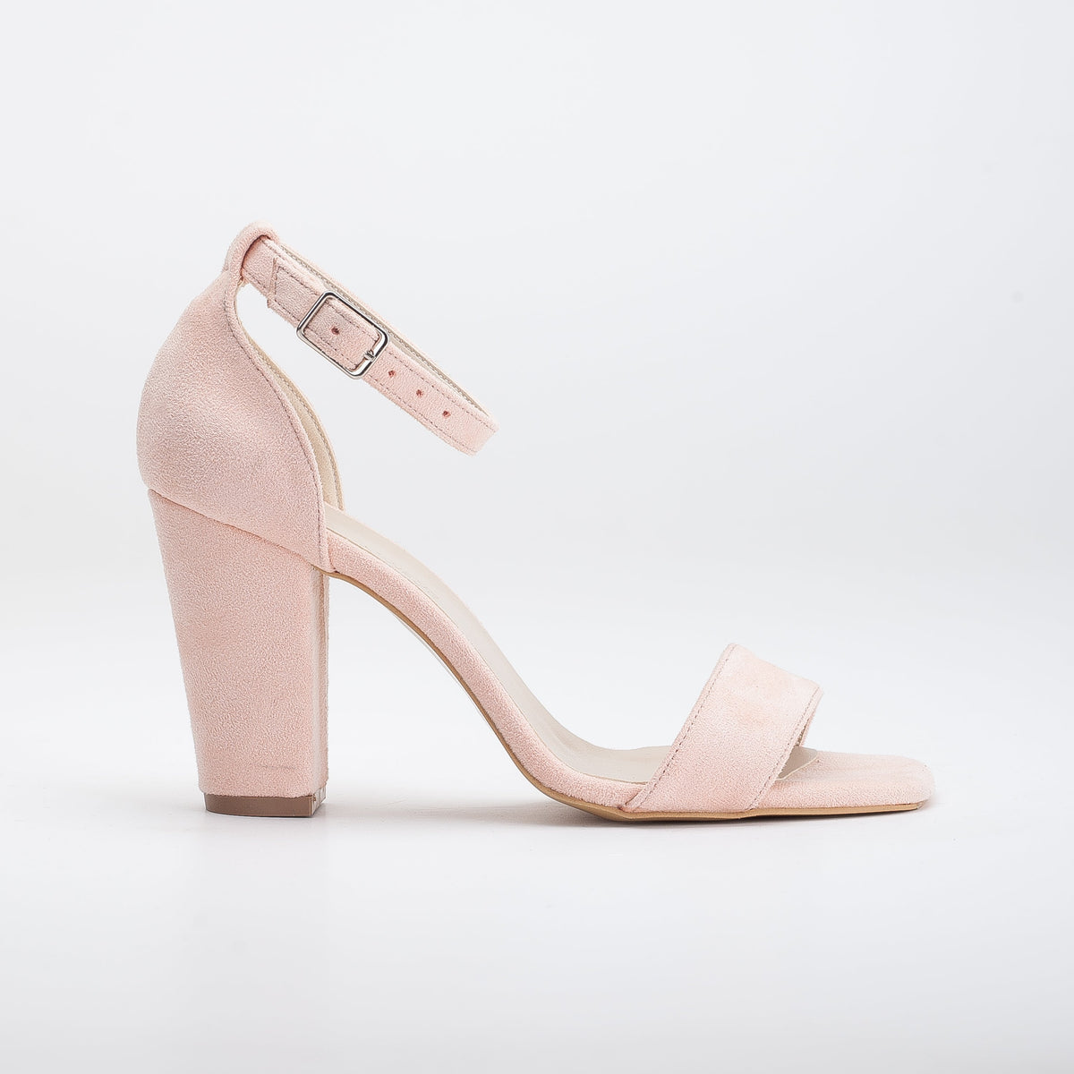 Jess - Coral Suede Sandals – front three-quarter view showing leather, suede, pink, Vowalisse