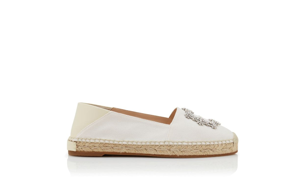 Leonora Élan White Round Toe Espadrilles – side profile showing white round toe, Vowalisse