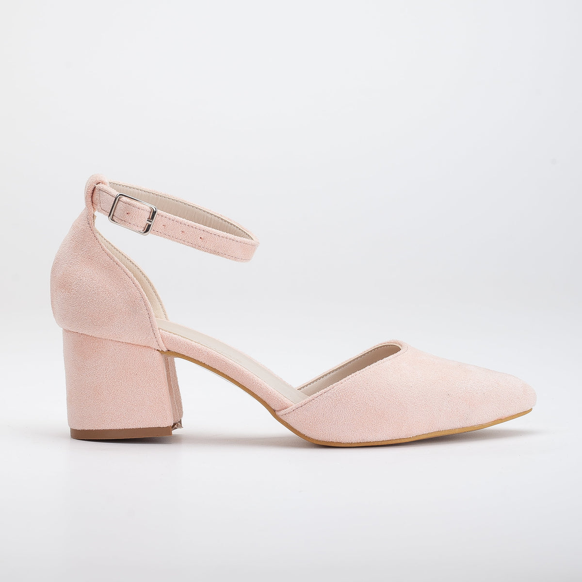 Marcelle - Coral Pink Pumps – front three-quarter view showing leather, suede, pink, Vowalisse