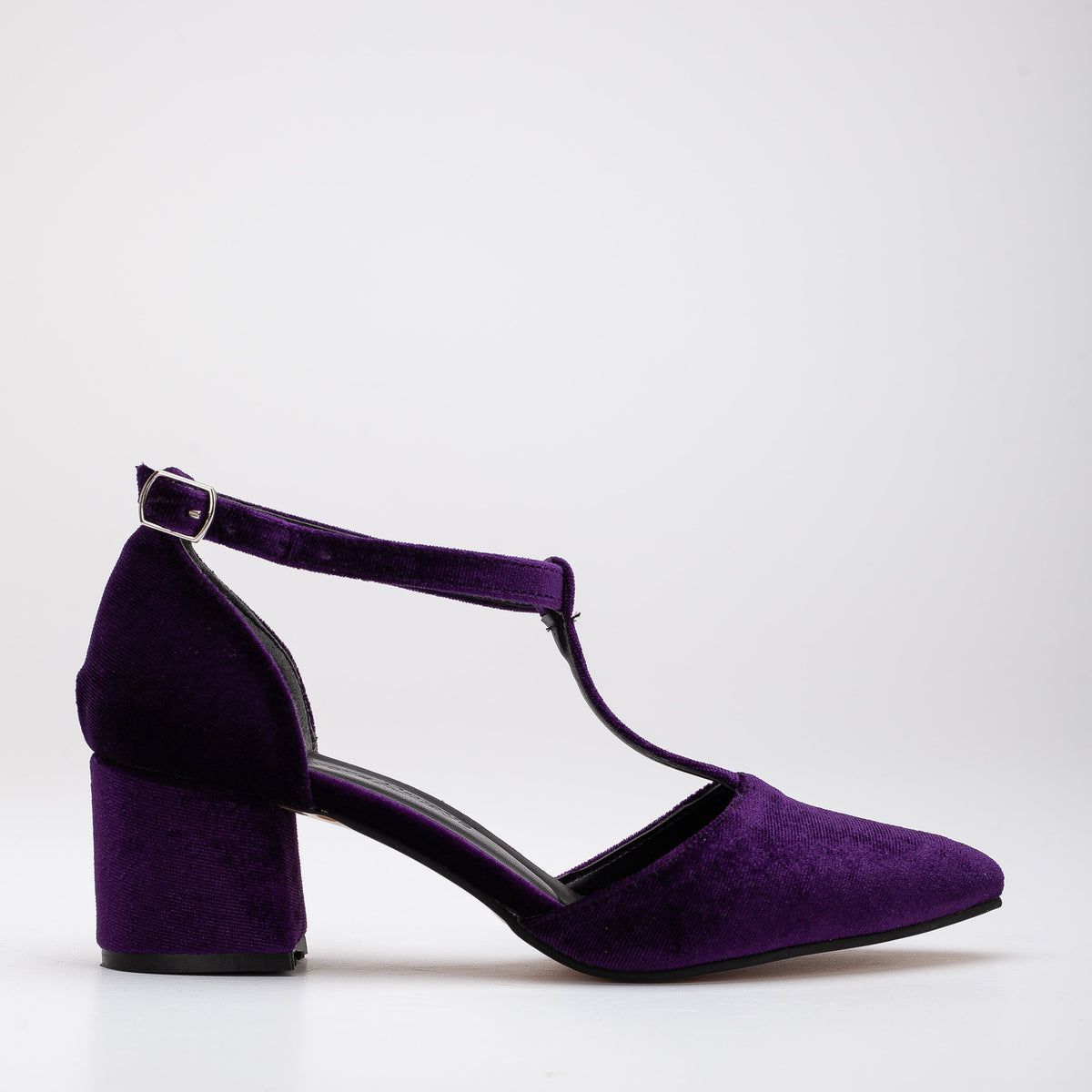 Anicette - Purple Velvet Heels – front three-quarter view showing velvet, Vowalisse
