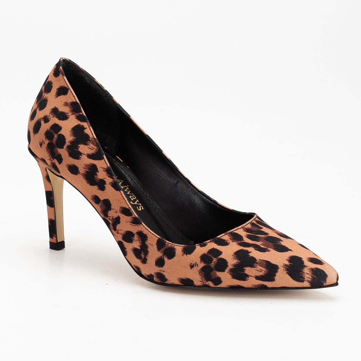 Perla - Leopard Pointed Toe Stiletto Pump – side view showing leather, red, Vowalisse