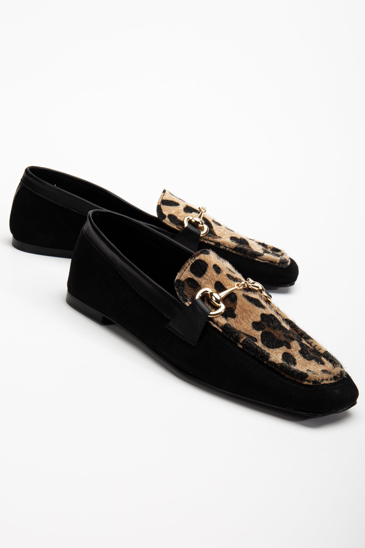 Mabel - Black Suede Leather Loafers – front three-quarter view showing leather, suede, black, Vowalisse