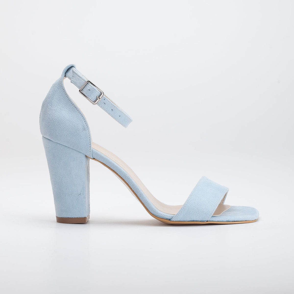 Melissa - Blue Suede Sandals with Pearls – product view 9 showing pearl, leather, suede, Vowalisse