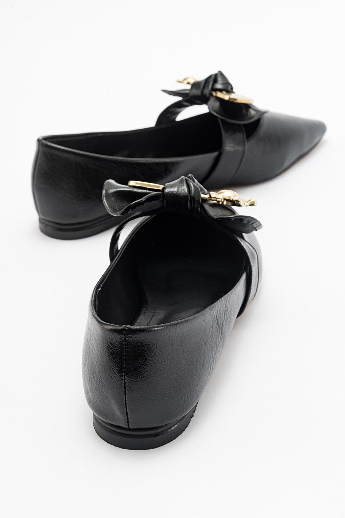 Helsi - Black Ballet Flat – side view showing leather, black, Vowalisse