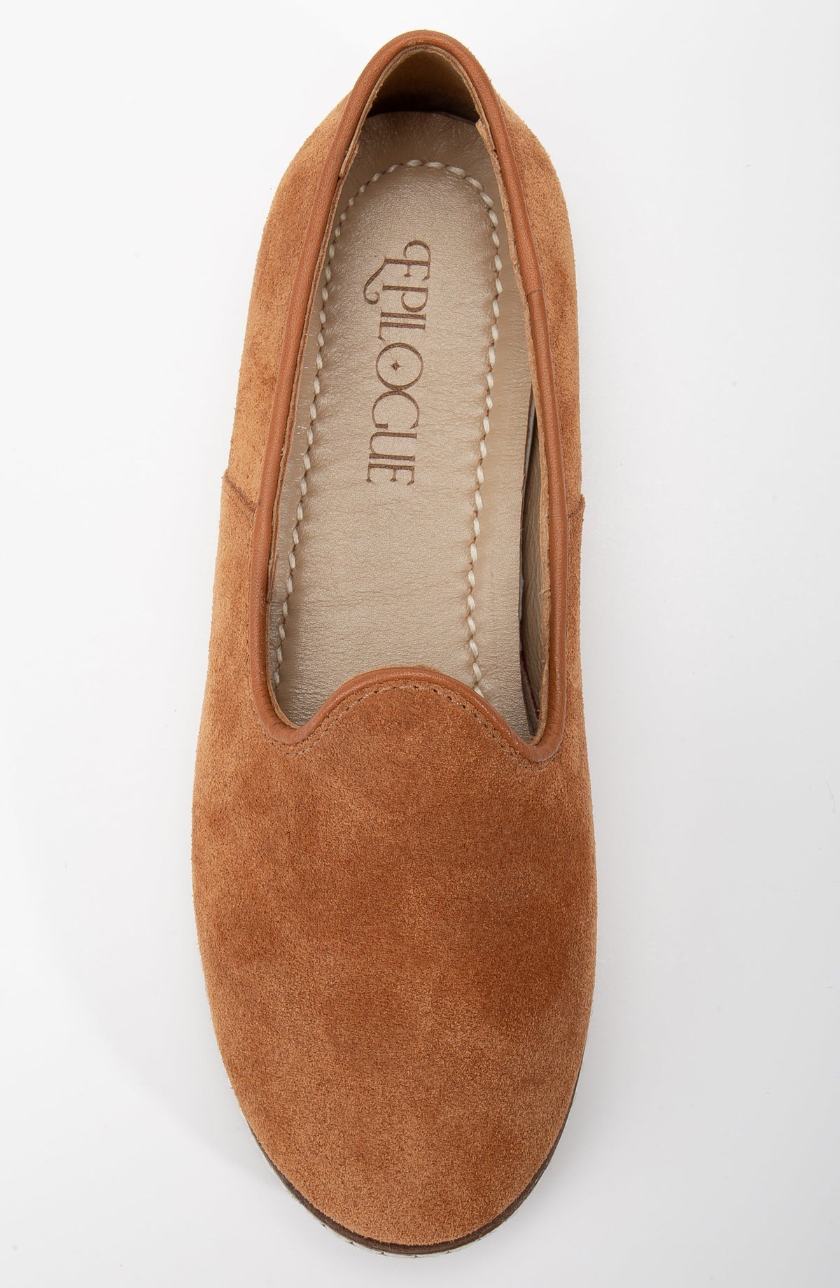 Istanbul - Cognac Brown Suede Leather Slip On – back view showing leather, suede, red, Vowalisse