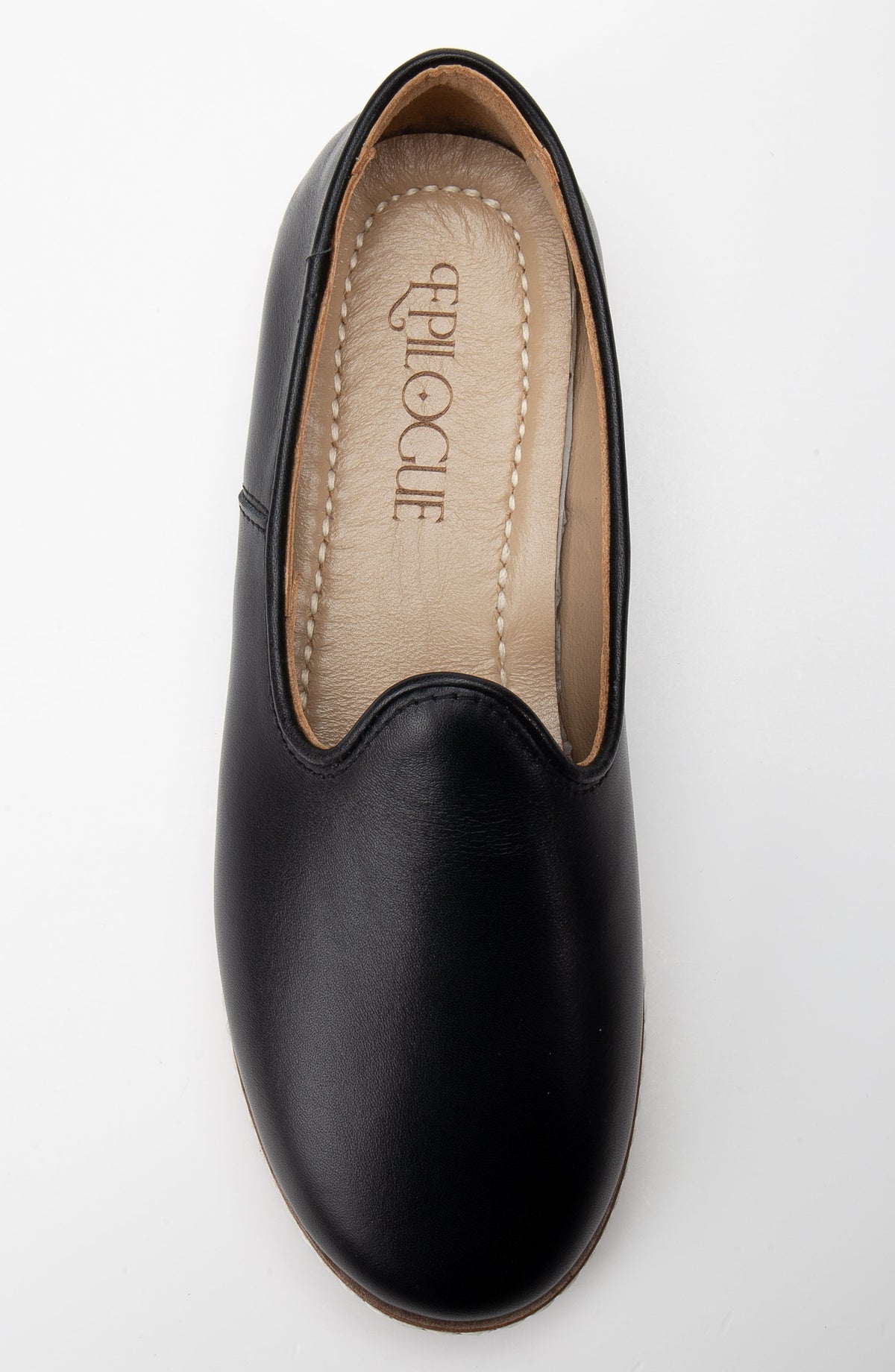 Dalya - Black Leather Slip On – back view showing leather, black, red, Vowalisse