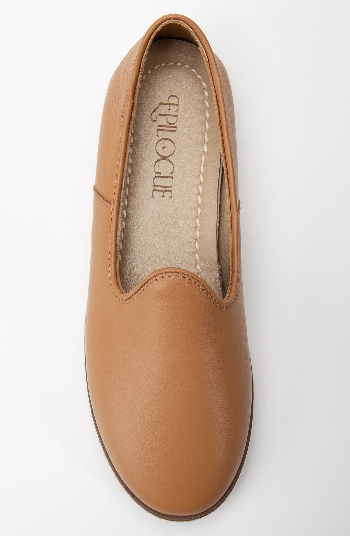 Dalya - Cognac Brown Leather Slip On – back view showing leather, red, Vowalisse
