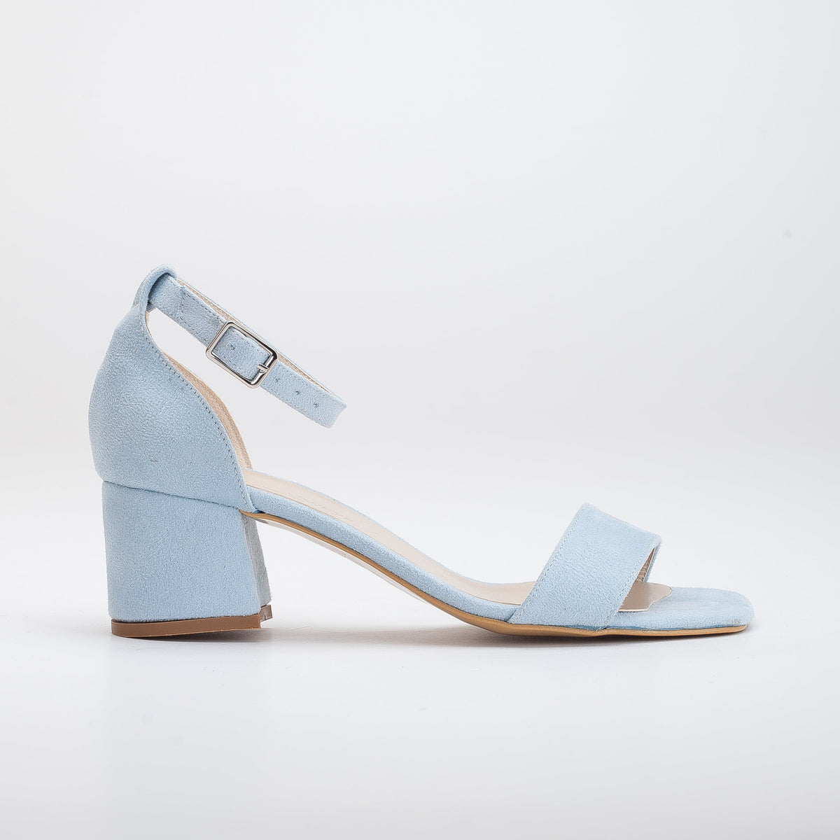 Illy - Blue Suede Sandals with Pearls – pair view showing pearl, leather, suede, Vowalisse