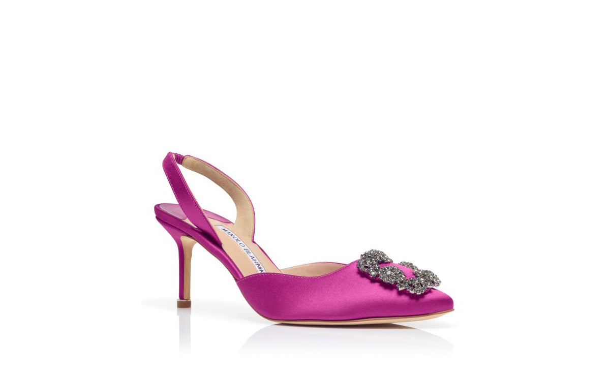 Lunette Grace Pink Jewel Buckle Slingbacks – top view showing pink jewel buckle, crystal buckle, ankle strap, slingback…