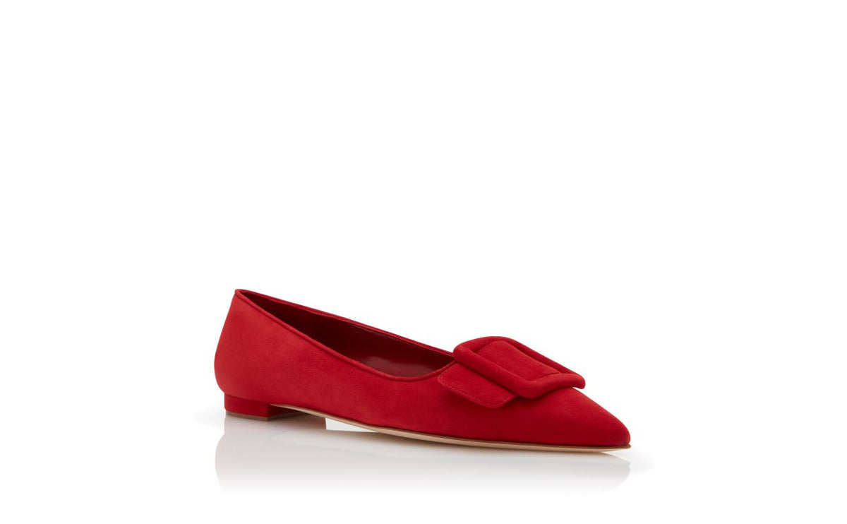 Lucienne Dream Red Almond Toe Pumps – top view showing red almond toe, suede, Vowalisse