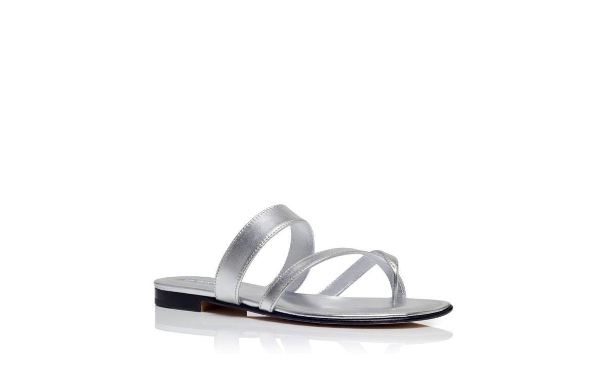 Anastasia Jewel Silver Crossover Mules – top view showing silver crossover, open toe, nappa leather, Vowalisse