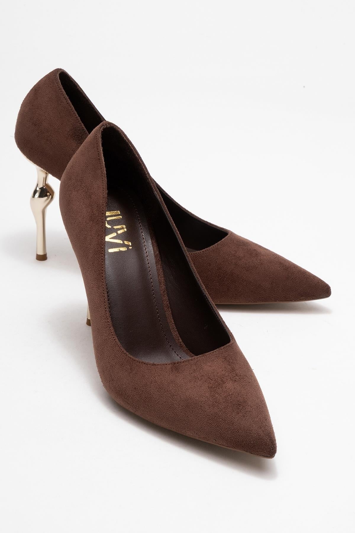 Hudson - Brown Heeled Shoe – front three-quarter view showing leather, suede, Vowalisse