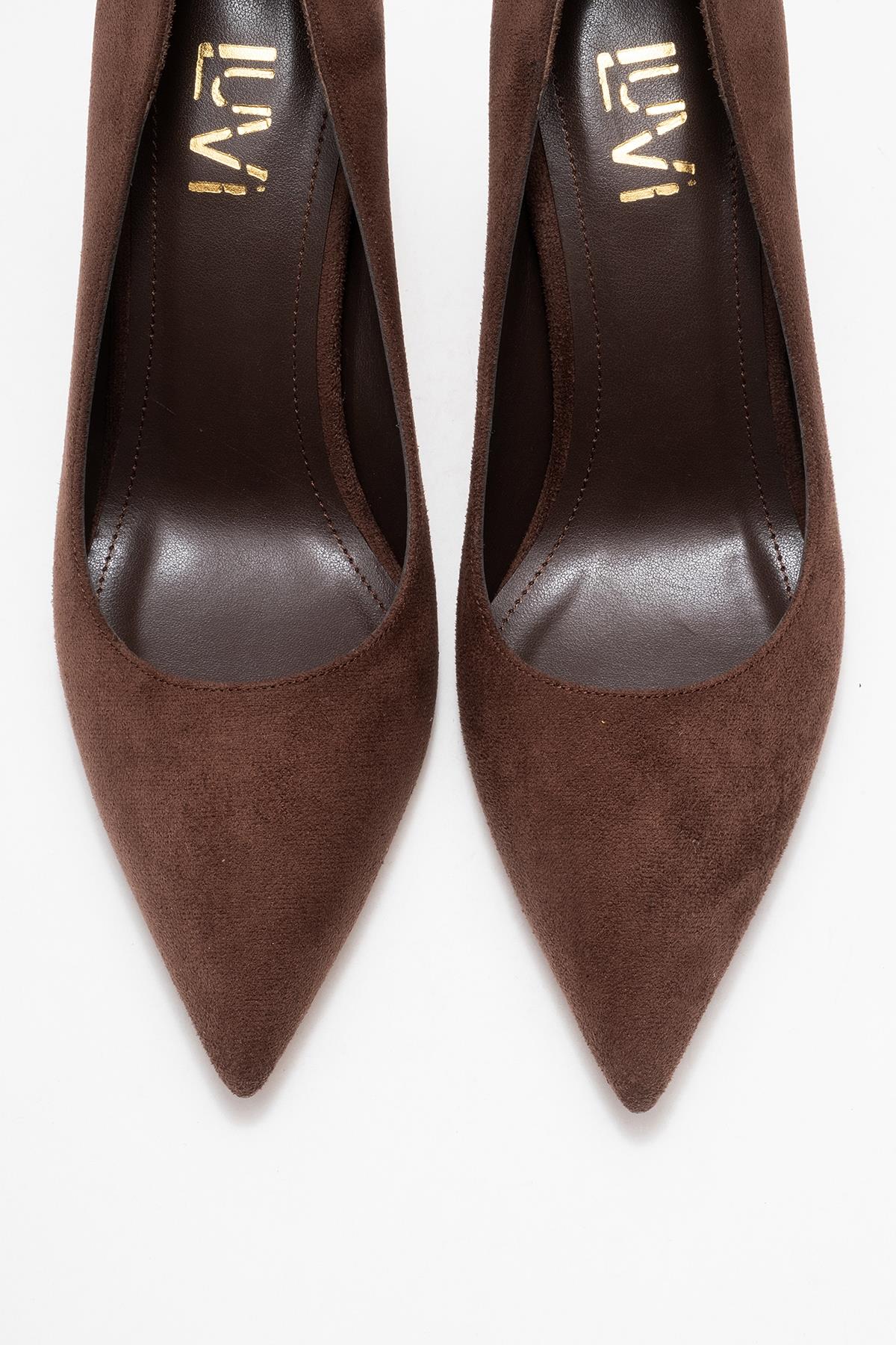 Hudson - Brown Heeled Shoe – side view showing leather, suede, Vowalisse