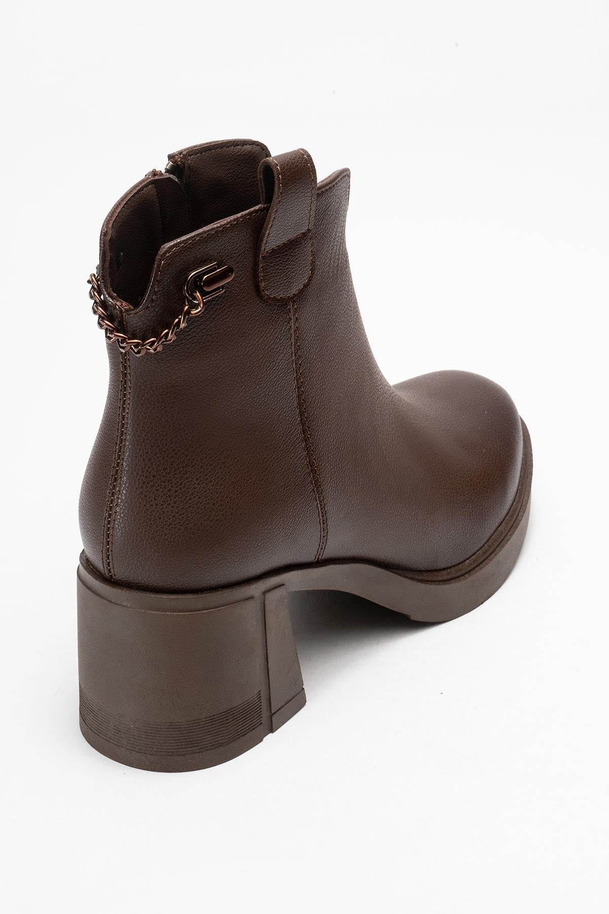 Mier - Brown Ankle Boot – back view showing leather, Vowalisse