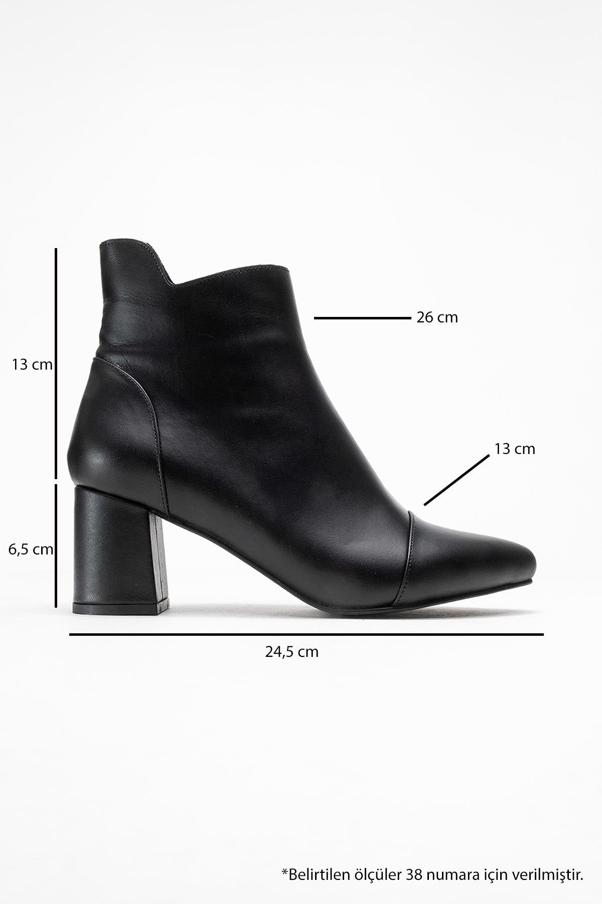 Gael - Black Genuine Leather Block Heel Ankle Boot – top view showing leather, black, Vowalisse