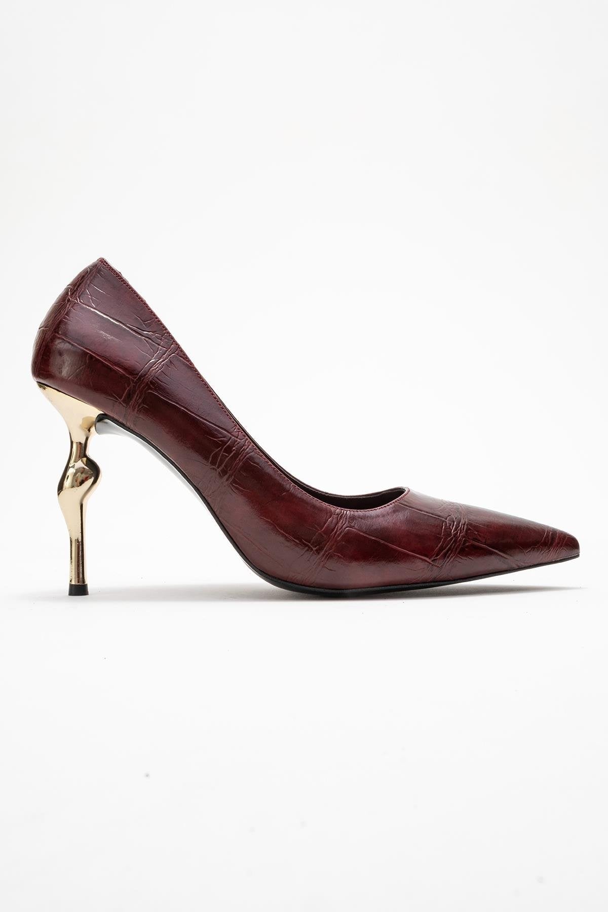 Hudson - Burgundy Stiletto Heel Shoe – top view showing leather, Vowalisse