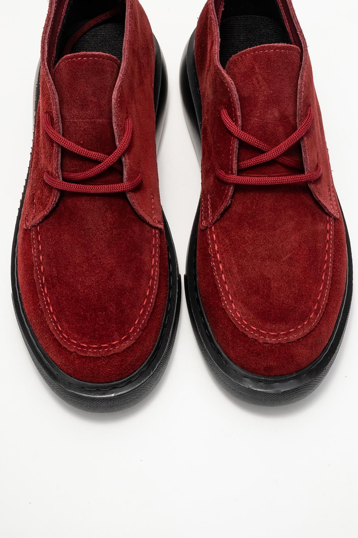 Lilya - Burgundy Genuine Leather Chukka Boot – side view showing leather, Vowalisse