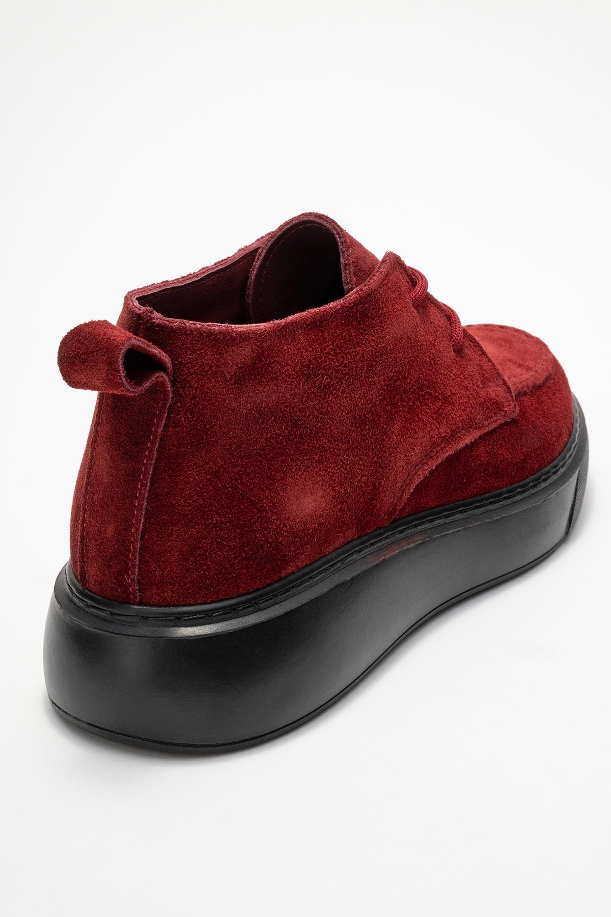 Lilya - Burgundy Genuine Leather Chukka Boot – back view showing leather, Vowalisse